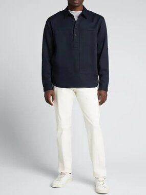 Vince Twill Popover Pullover Shirt Coastal Dark Blue NWT M $245